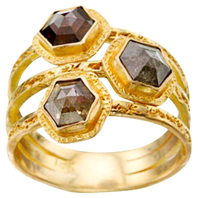Steven Battelle 2,0 Karat Sechseckiger Diamantring aus 18 Karat Gold