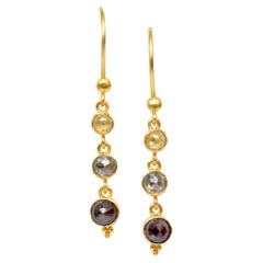 Steven Battelle Orecchini in oro 18 carati con diamanti naturali multicolore da 2,0 carati