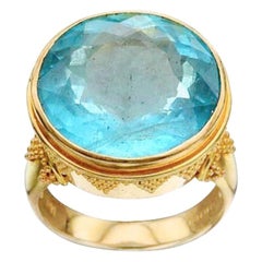 Steven Battelle 20::7 Karat Aquamarin Ring 18k Gold