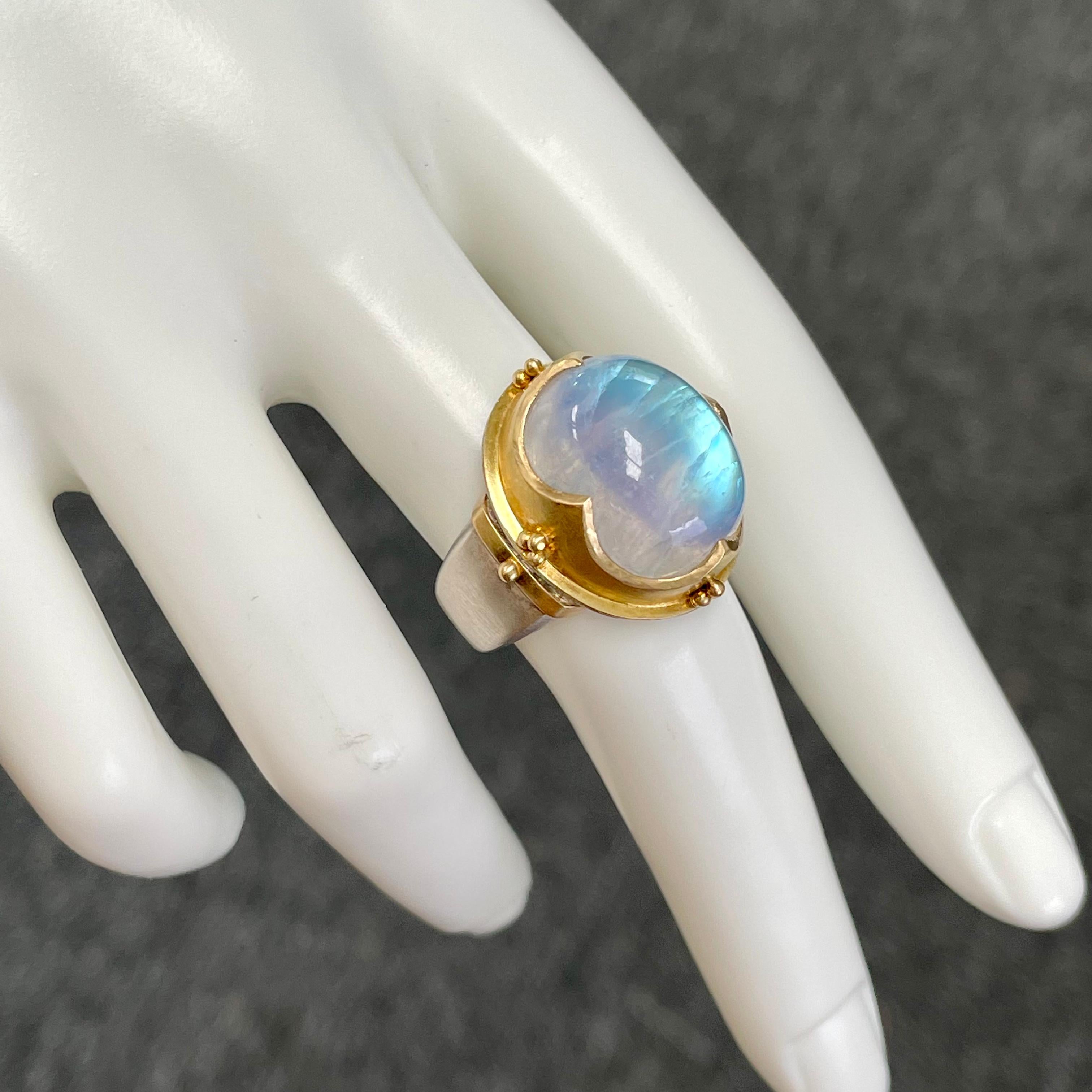 Steven Battelle 20.7 Carats Rainbow Moonstone 18K Gold and Silver Ring 5