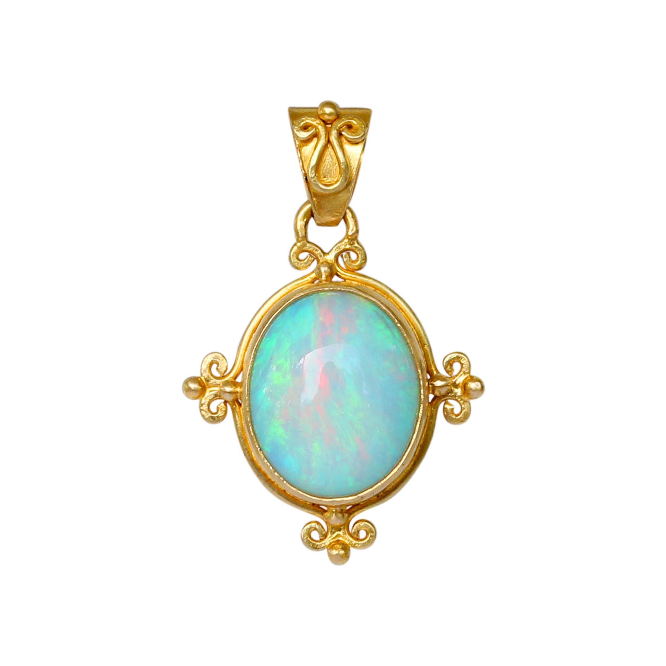Steven Battelle 2.1 Carats Ethiopian Opal 18K Gold Pendant In New Condition For Sale In Soquel, CA