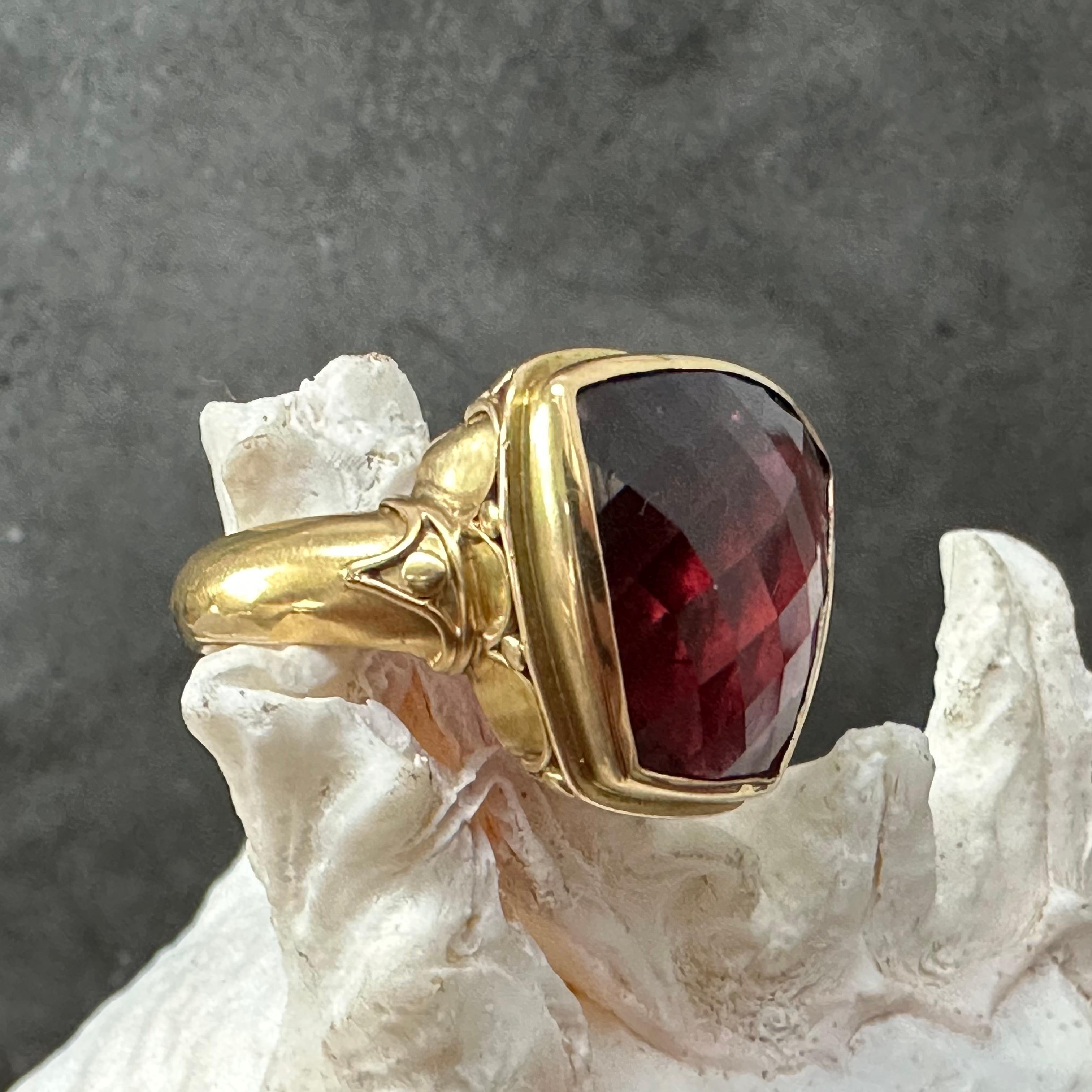 21.4 Carat Pink Tourmaline 18k Gold Ring For Sale 9
