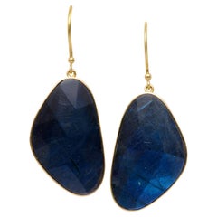 Steven Battelle, boucles d'oreilles en or 18 carats et labradorite taille rose 21,6 carats