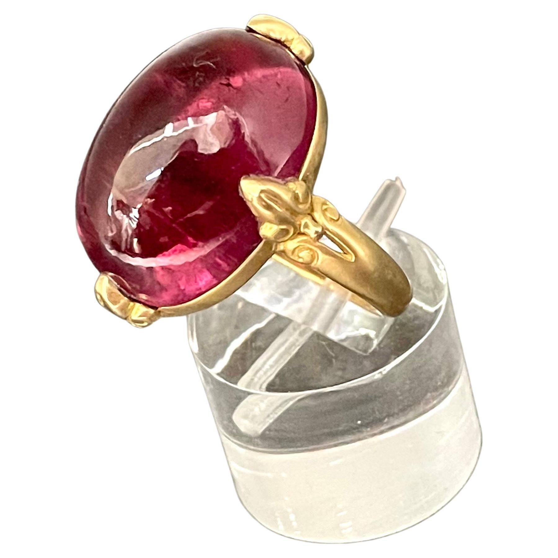 Steven Battelle 21.7 Carat Pink Tourmaline 18K Ring For Sale