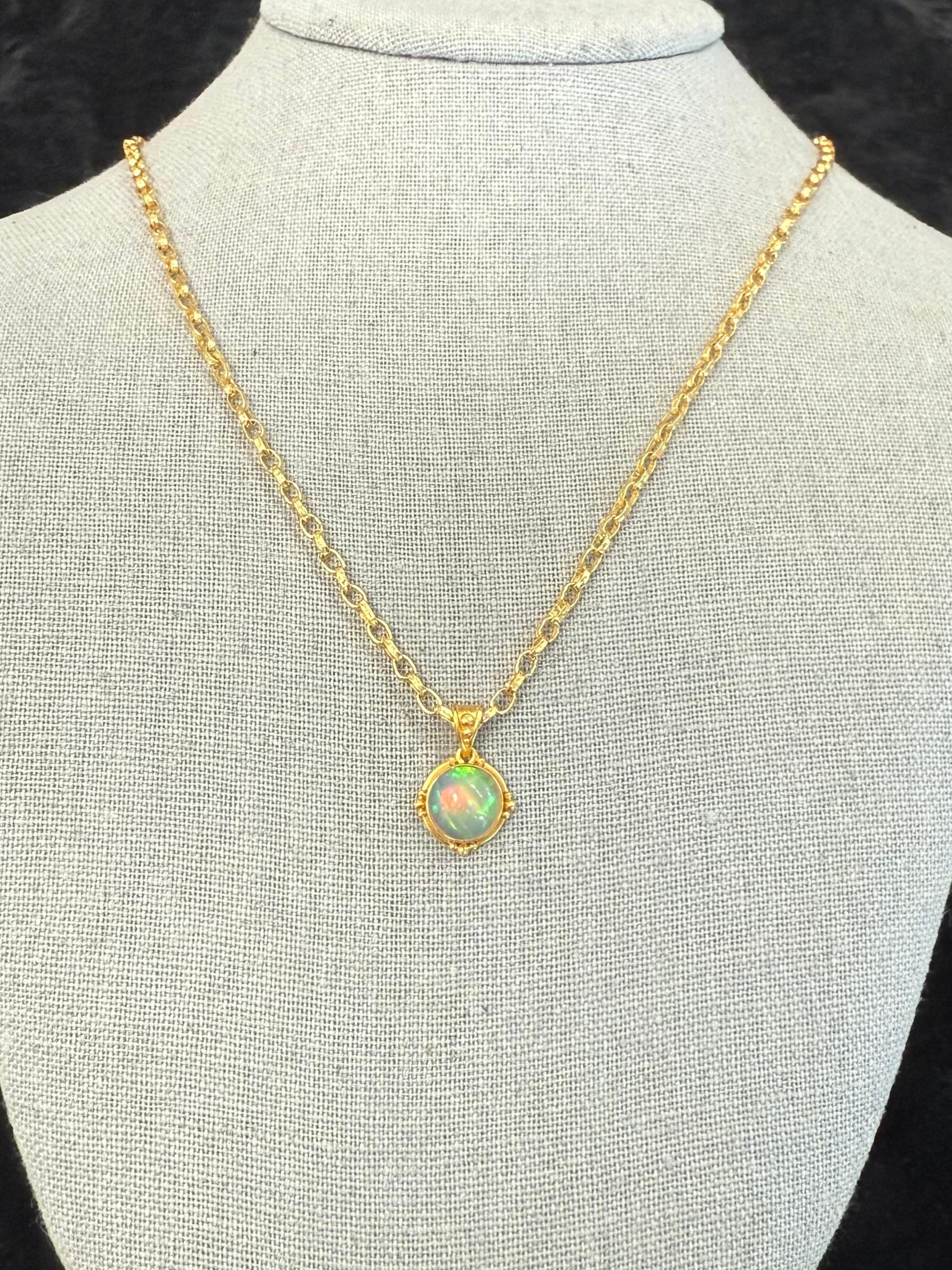 Contemporaneo Steven Battelle Ciondolo in oro 18K con opale etiope da 2,2 carati in vendita