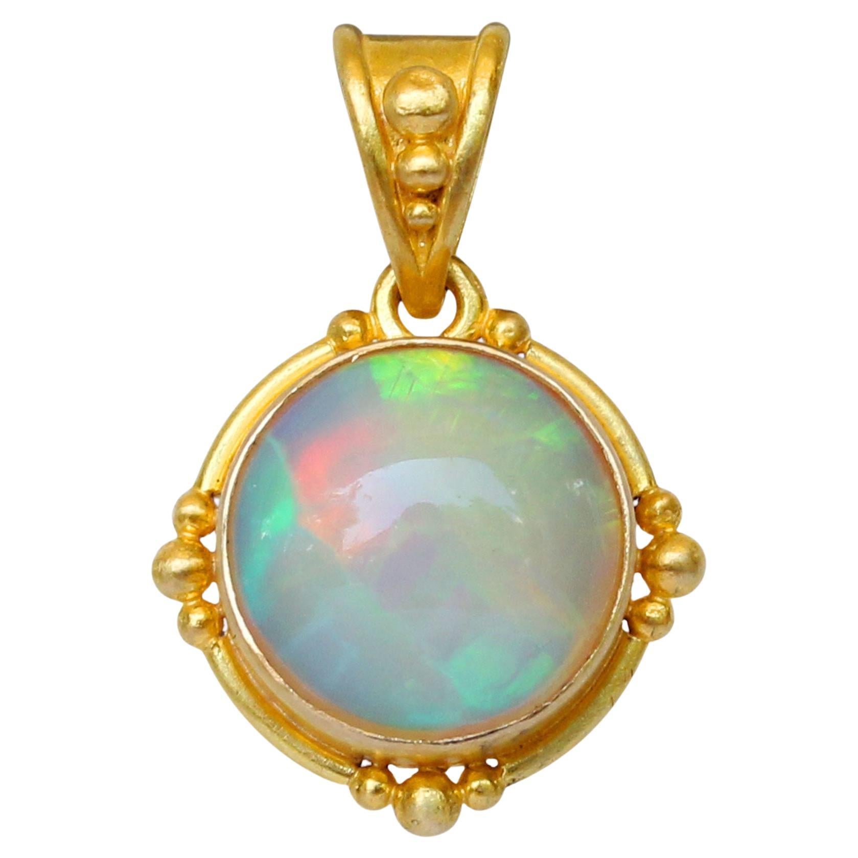Steven Battelle Pendentif en or 18 carats avec opale éthiopienne de 2,2 carats