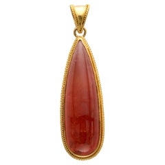 Steven Battelle Pendentif en or 18 carats avec tourmaline rose cabochon 22,1 carats