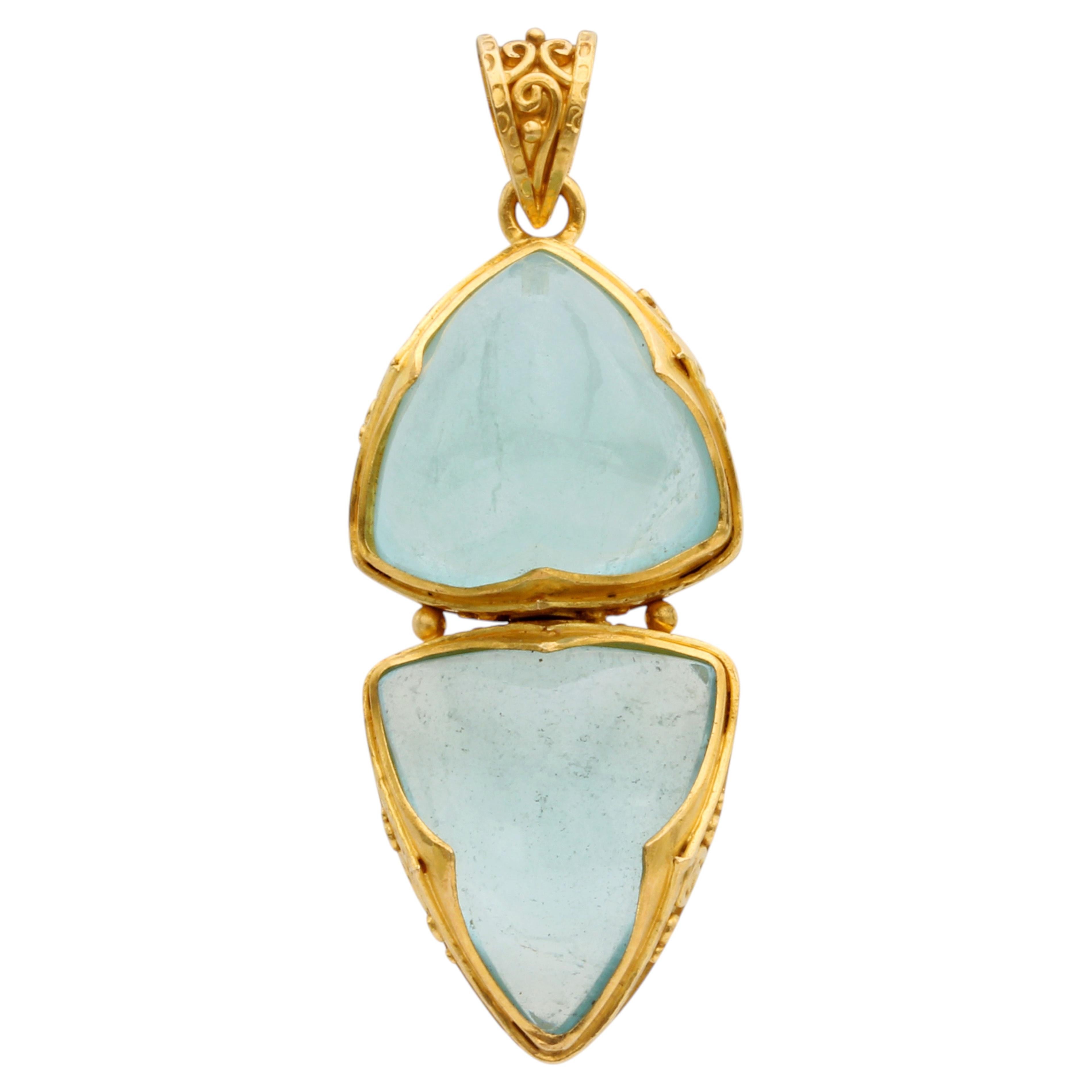 Steven Battelle 22.3 Carats Aquamarine 18K Gold Pendant