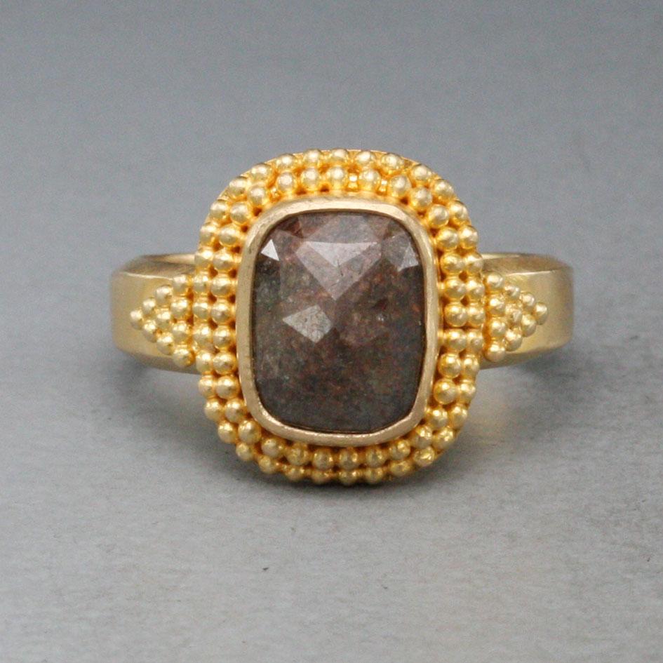 Contemporary Steven Battelle 2.3 Carats Black Diamond 18K Gold Ring For Sale