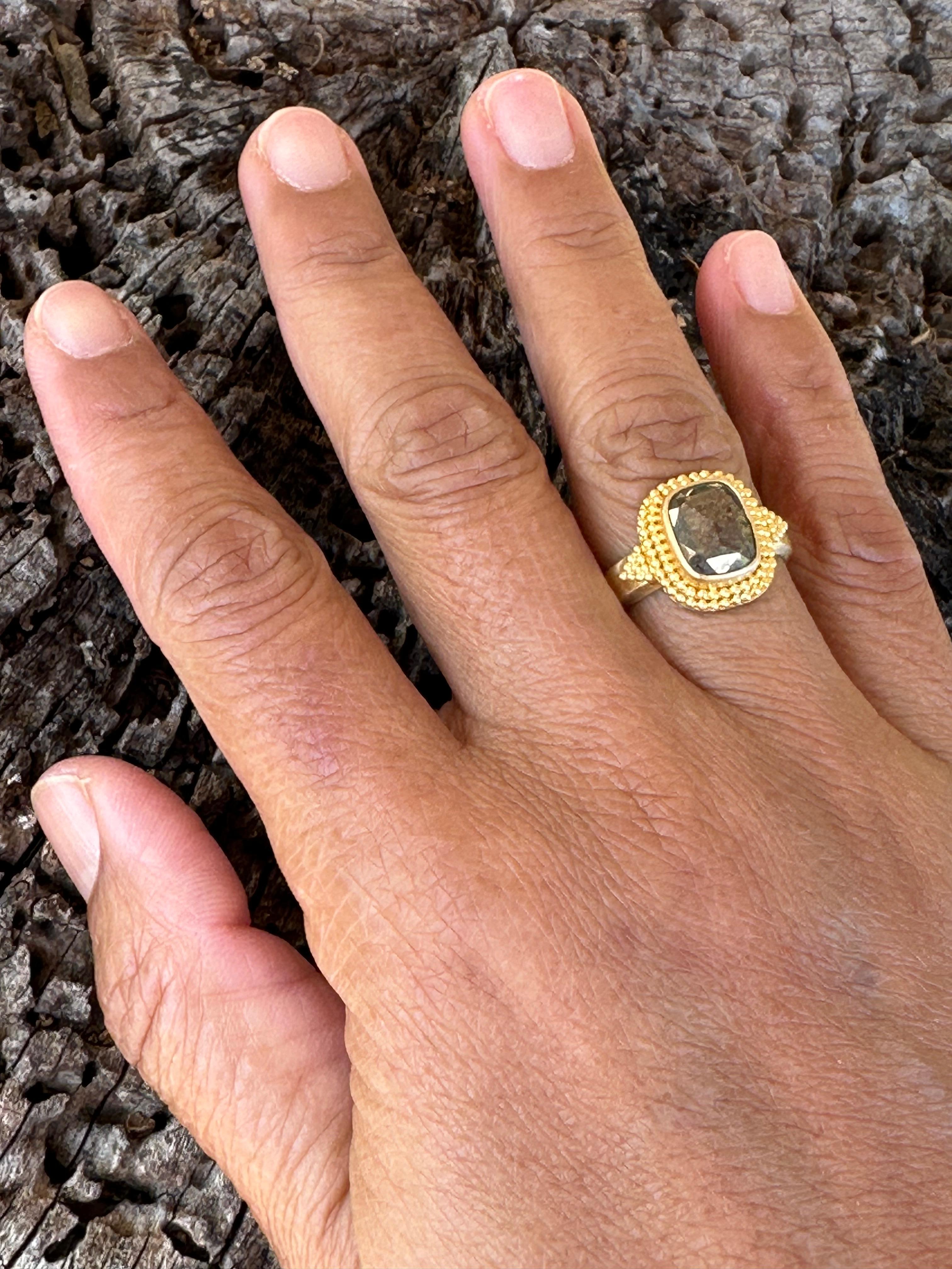 Women's or Men's Steven Battelle 2.3 Carats Black Diamond 18K Gold Ring For Sale