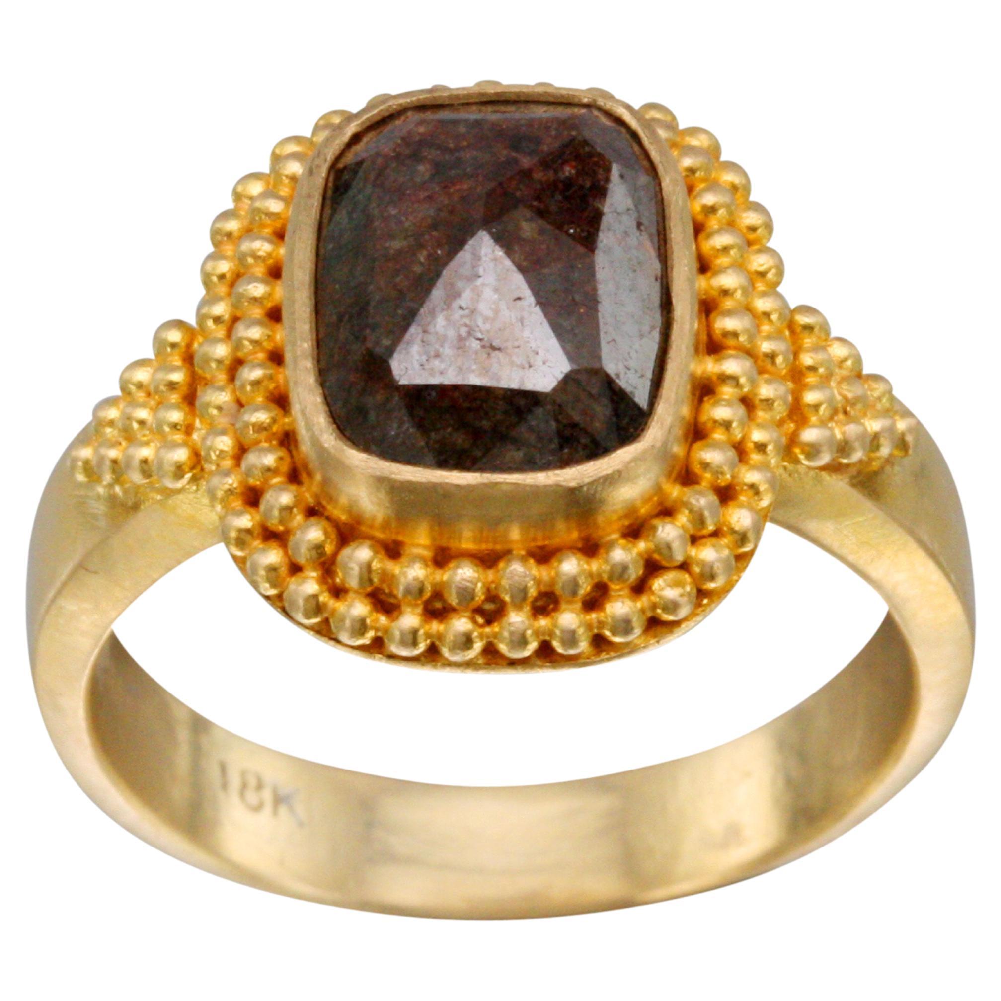 Steven Battelle 2.3 Carats Black Diamond 18K Gold Ring For Sale