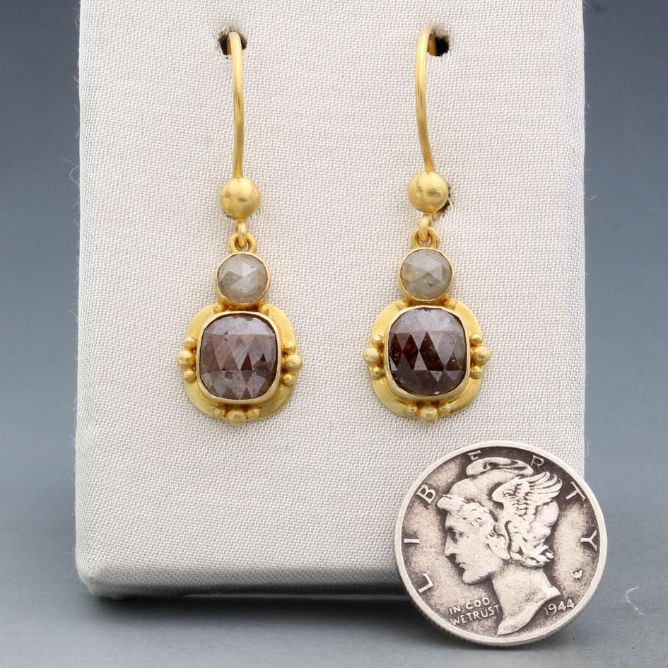 Boucles d'oreilles en or 18 carats Steven Battelle 2,3 carats diamant naturel de couleur Neuf - En vente à Soquel, CA