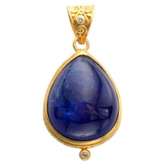 Steven Battelle Pendentif en or 18 carats avec tanzanite de 23,0 carats et diamants