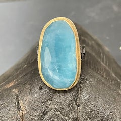 Steven Battelle 23.2 Carats Aquamarine Silver/18K Gold Ring