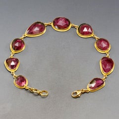Steven Battelle 23.6 Carats Watermelon Tourmaline 18K Gold Bracelet