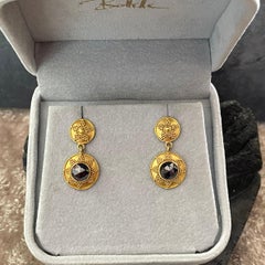 Steven Battelle 2.4 Carats Black Diamond 22K Gold Post Earrings