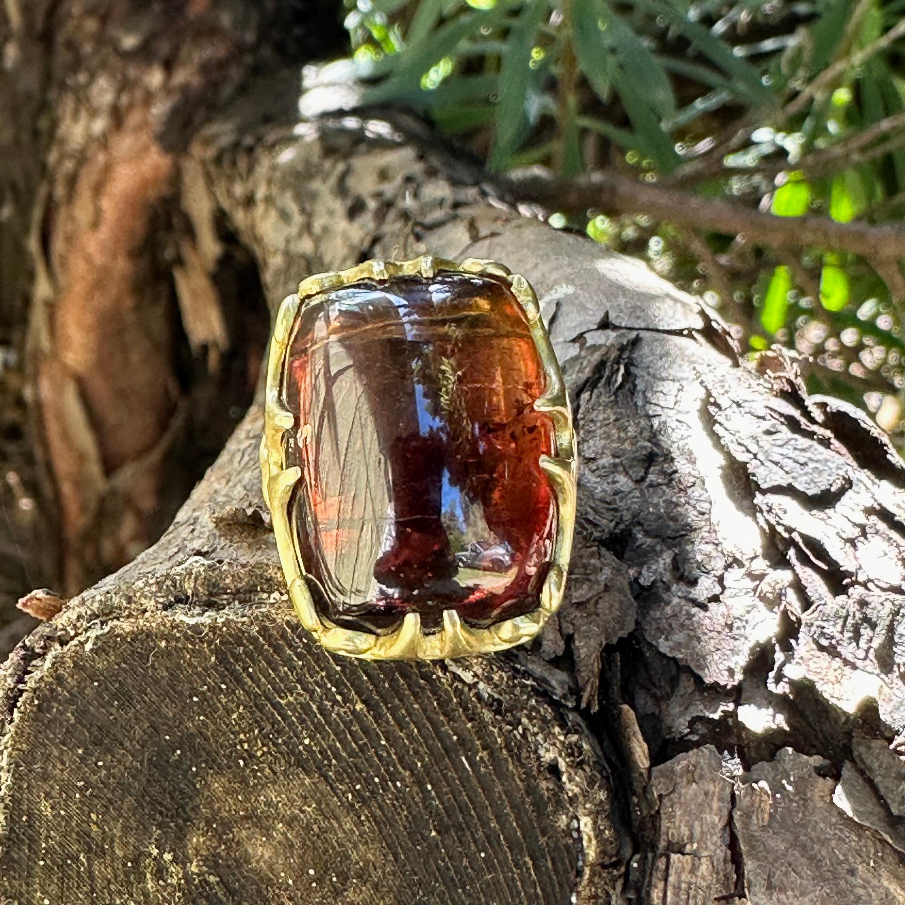 Steven Battelle, bague en or 18 carats avec tourmaline melon d'eau de 24.0 carats en vente 6