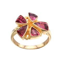 Steven Battelle Anello in oro 18 carati con tormalina rosa e rubelite da 2,5 carati