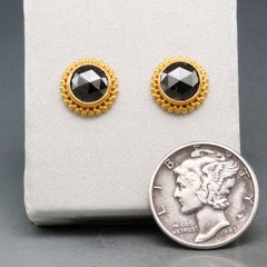 Steven Battelle 2.5 Carats Black Diamonds 22K Gold Post Earrings