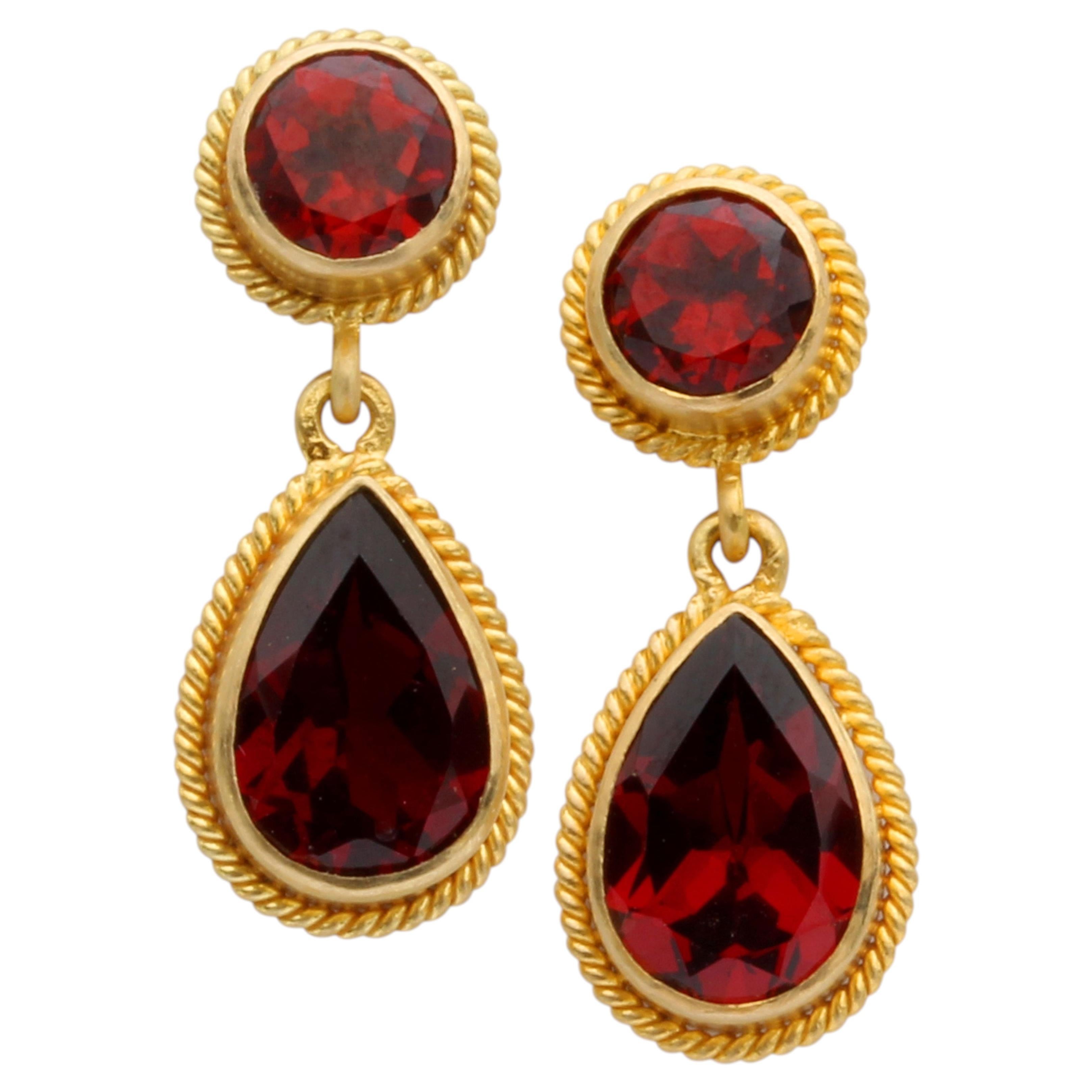Steven Battelle 2.5 Carats Mozambique Garnet 18K Gold Post Earrings