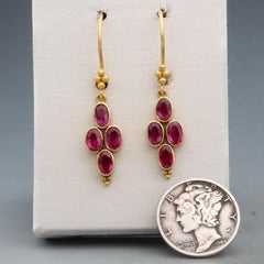 Steven Battelle 2.5 Carats Multiple Ruby 18K Gold Earrings