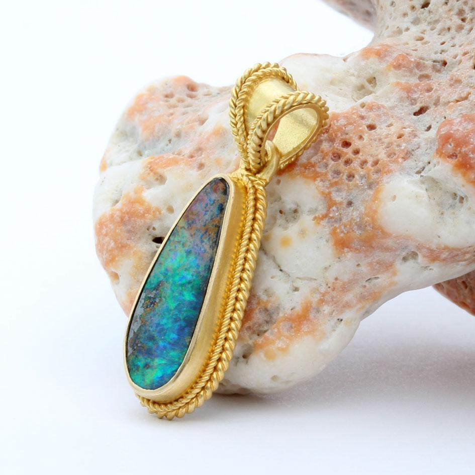 Steven Battelle 2,7 Karat Australischer Boulder Opal 18K Gold Anhänger (Zeitgenössisch) im Angebot