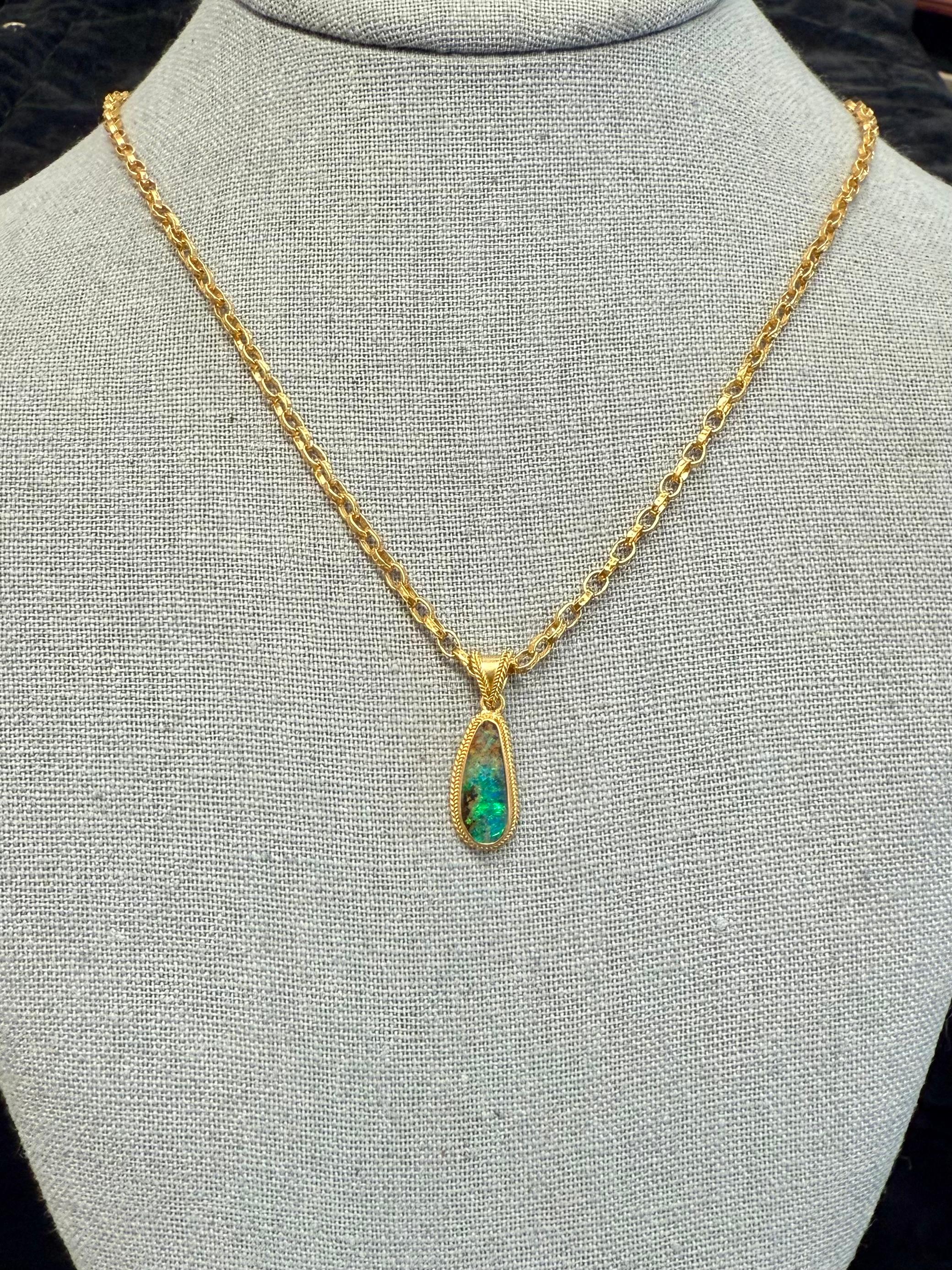 Steven Battelle 2,7 Karat Australischer Boulder Opal 18K Gold Anhänger im Zustand „Neu“ im Angebot in Soquel, CA