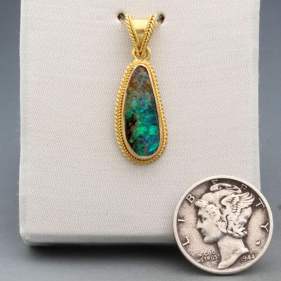 Steven Battelle 2,7 Karat Australischer Boulder Opal 18K Gold Anhänger für Damen oder Herren im Angebot