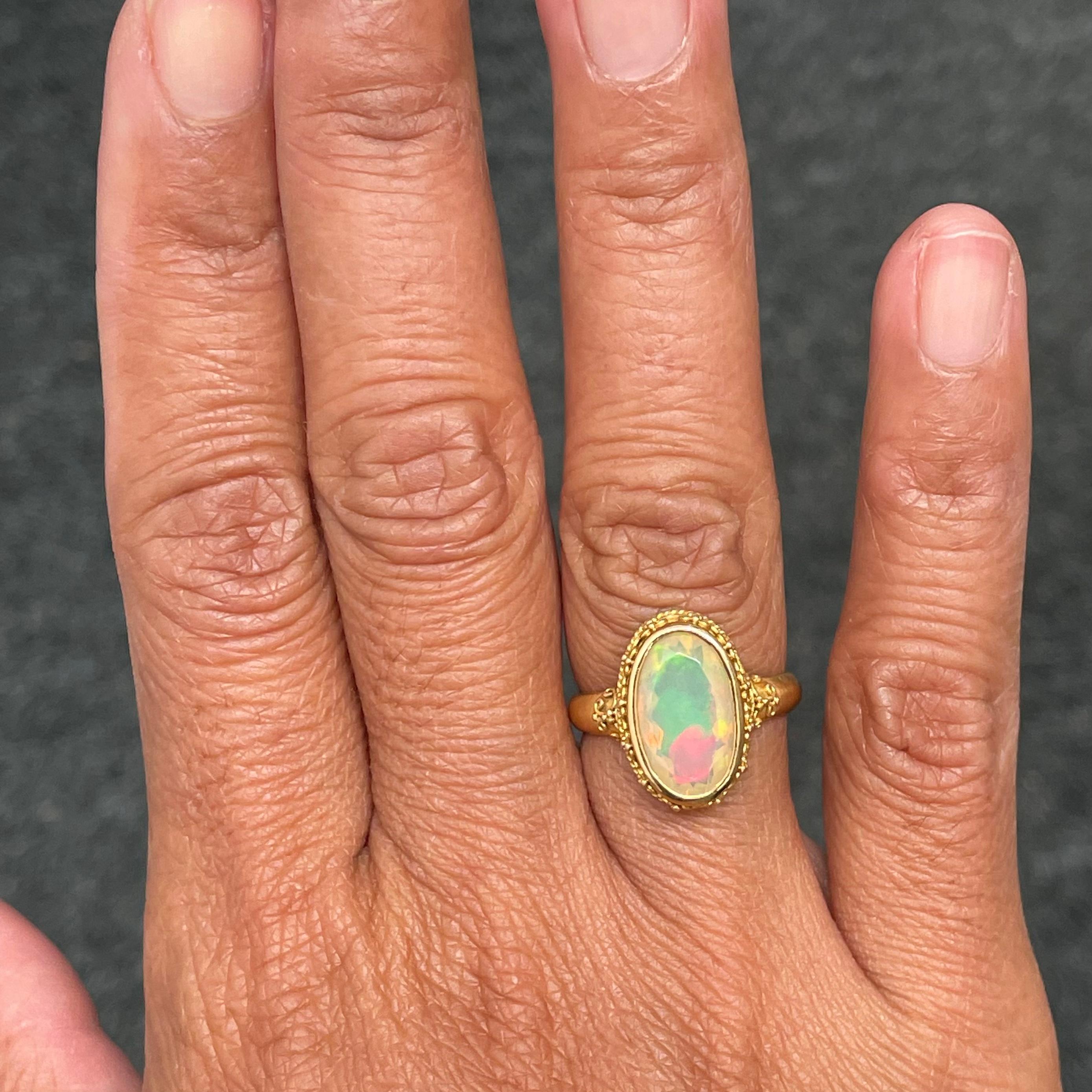 Steven Battelle 2.7 Carats Ethiopian Opal 22K Gold Ring For Sale 1