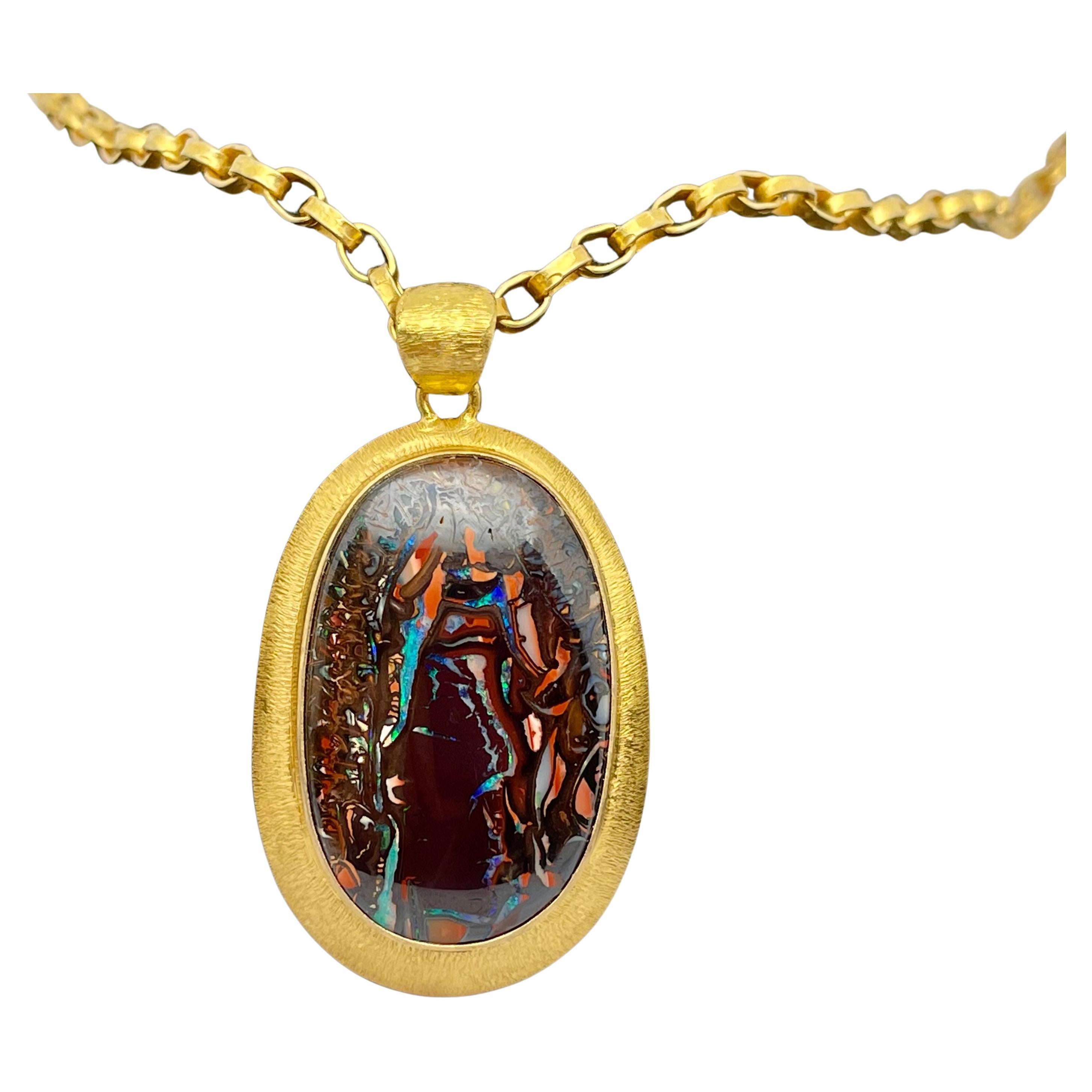 Steven Battelle 27.3 Carats Koroit Boulder Opal 18K Gold Pendant