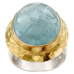 Steven Battelle 27,8 Karat Aquamarin 18K Gold/Silber Ring