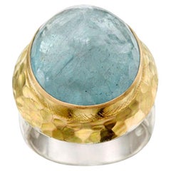 Steven Battelle 27.8 Carats Aquamarine 18K Gold/Silver Ring