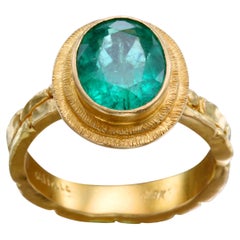 Steven Battelle 2.8 Carats Columbian Emerald 18K Gold Ring