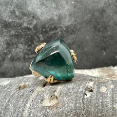 Steven Battelle, bague en or 18 carats avec tourmaline indicolite bleu-vert 30,2 carats
