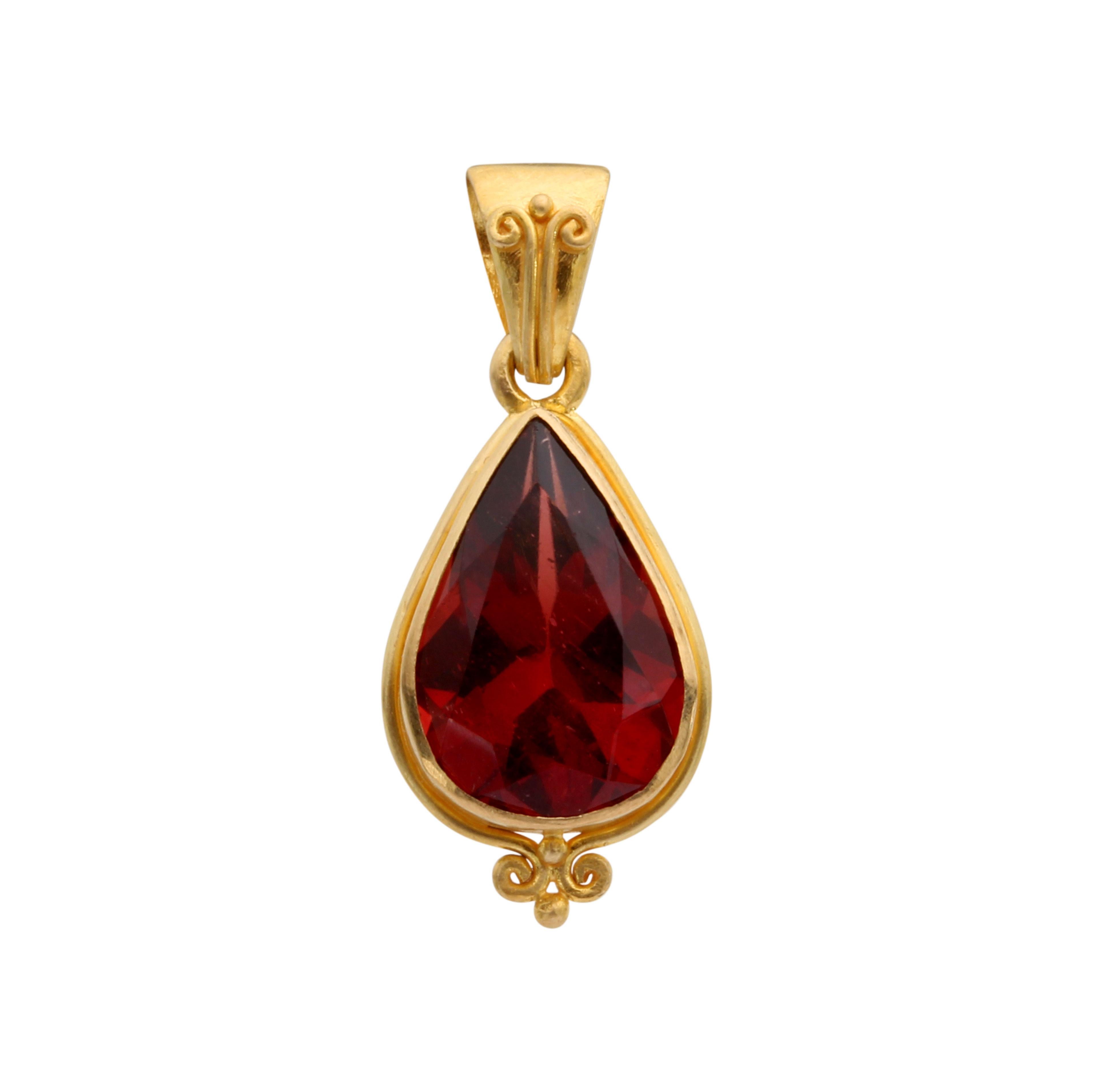 Steven Battelle 3.1 Carats Mozambique Garnet 18K Gold Pendant en vente 1