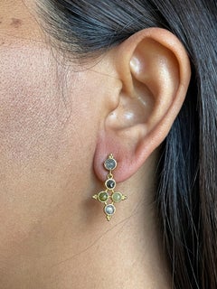 Steven Battelle 3.2 Carat Multicolor Natural Diamond 18K Gold Post Earrings