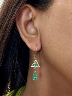 Steven Battelle 3.2 Carats Emerald 18K Gold Wire Earrings