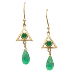 Boucles d'oreilles en fil d'or 18K Steven Battelle 3,2 carats d'émeraude