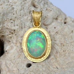 Steven Battelle 3.2 Carats Ethiopian Opal 18K Gold Pendant