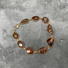 32.8 Carats Fire Agate 18k Gold Bracelet