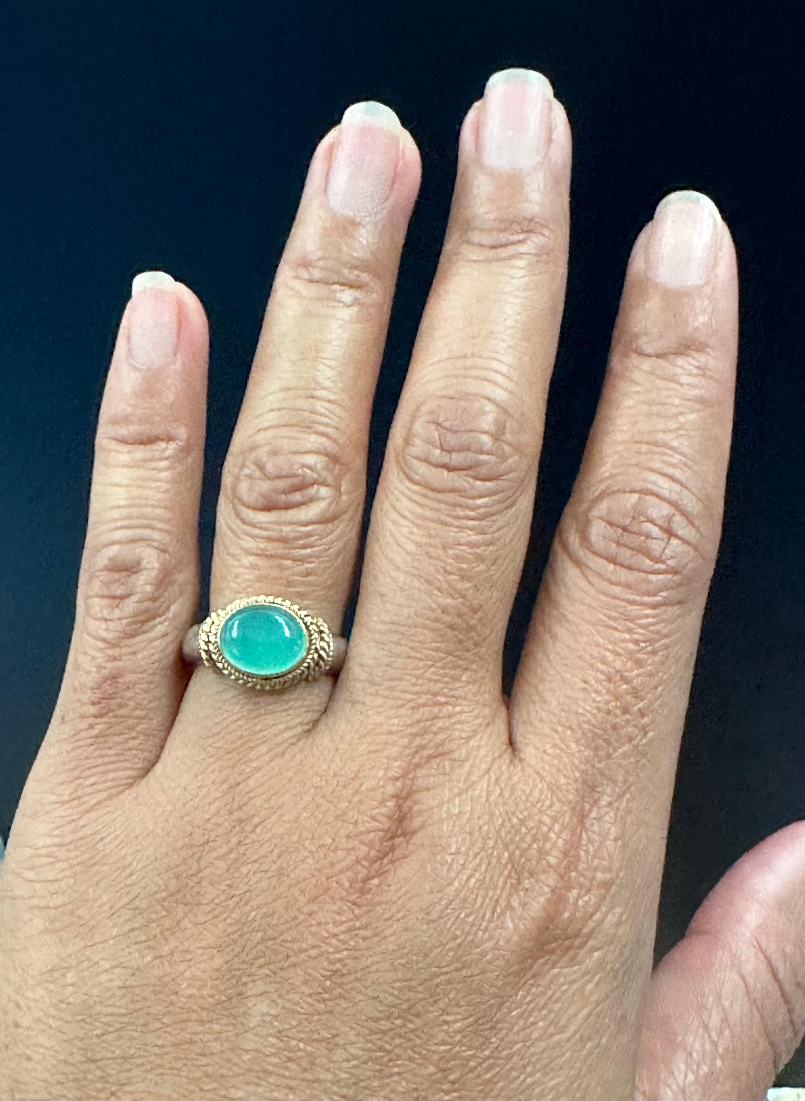 Steven Battelle Anello in oro e argento 18 carati con crisoprasio da 3,3 carati In condizioni Nuovo in vendita a Soquel, CA