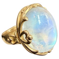 Steven Battelle 33.3 Carats Rainbow Moonstone 18K Gold Ring