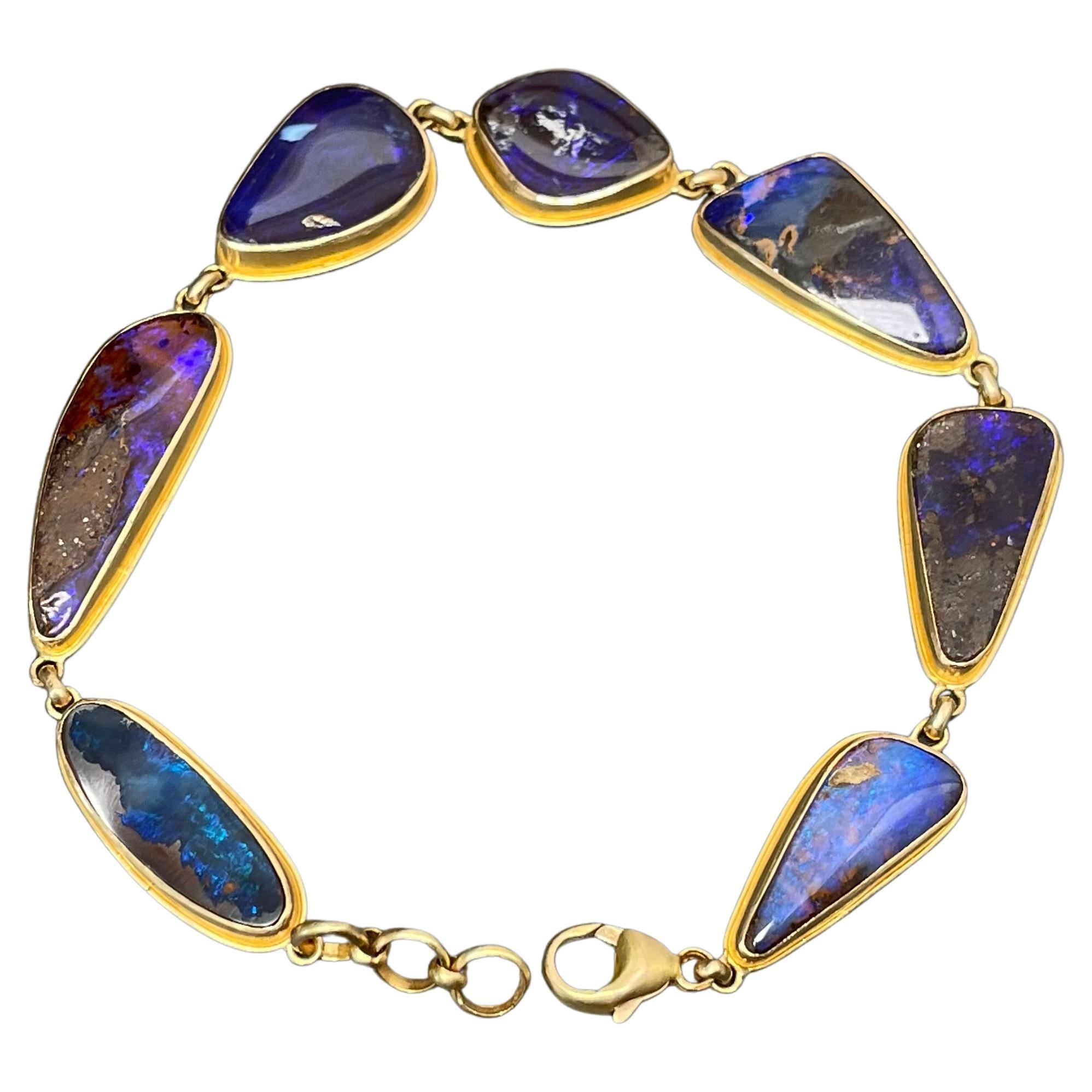 Steven Battelle 33,4 Karat Australischer Boulder Opal 18K Gold Armband im Angebot