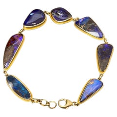 Steven Battelle 33.4 Carats Australian Boulder Opal 18K Gold Bracelet