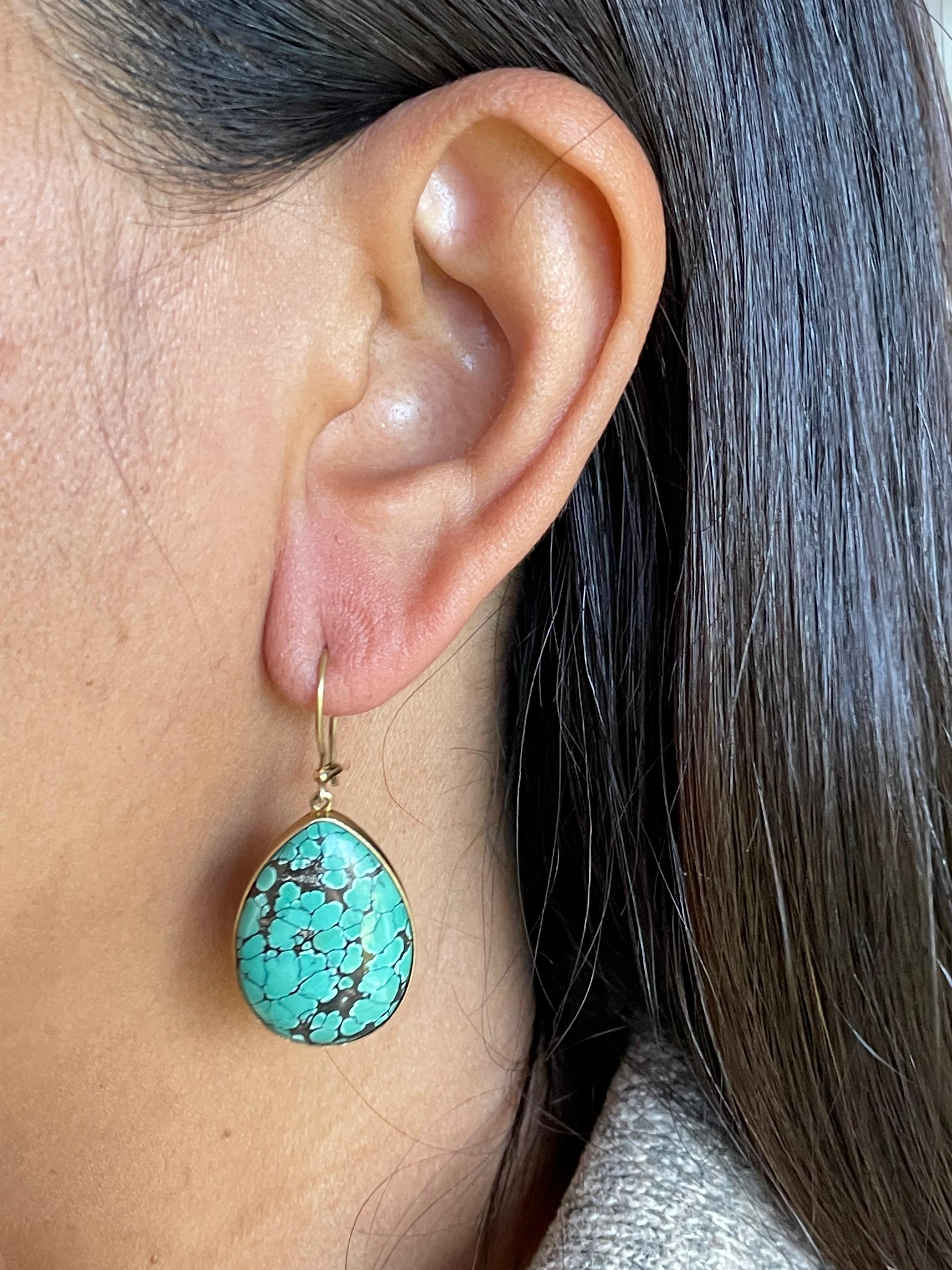 turquoise nautilus drops 18kt gold earrings