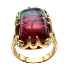 Steven Battelle 34.3 Carat Watermelon Tourmaline Cocktail Ring 18K Gold