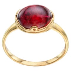 Steven Battelle 3.5 Carats Cabochon Pink Tourmaline 18K Gold Ring