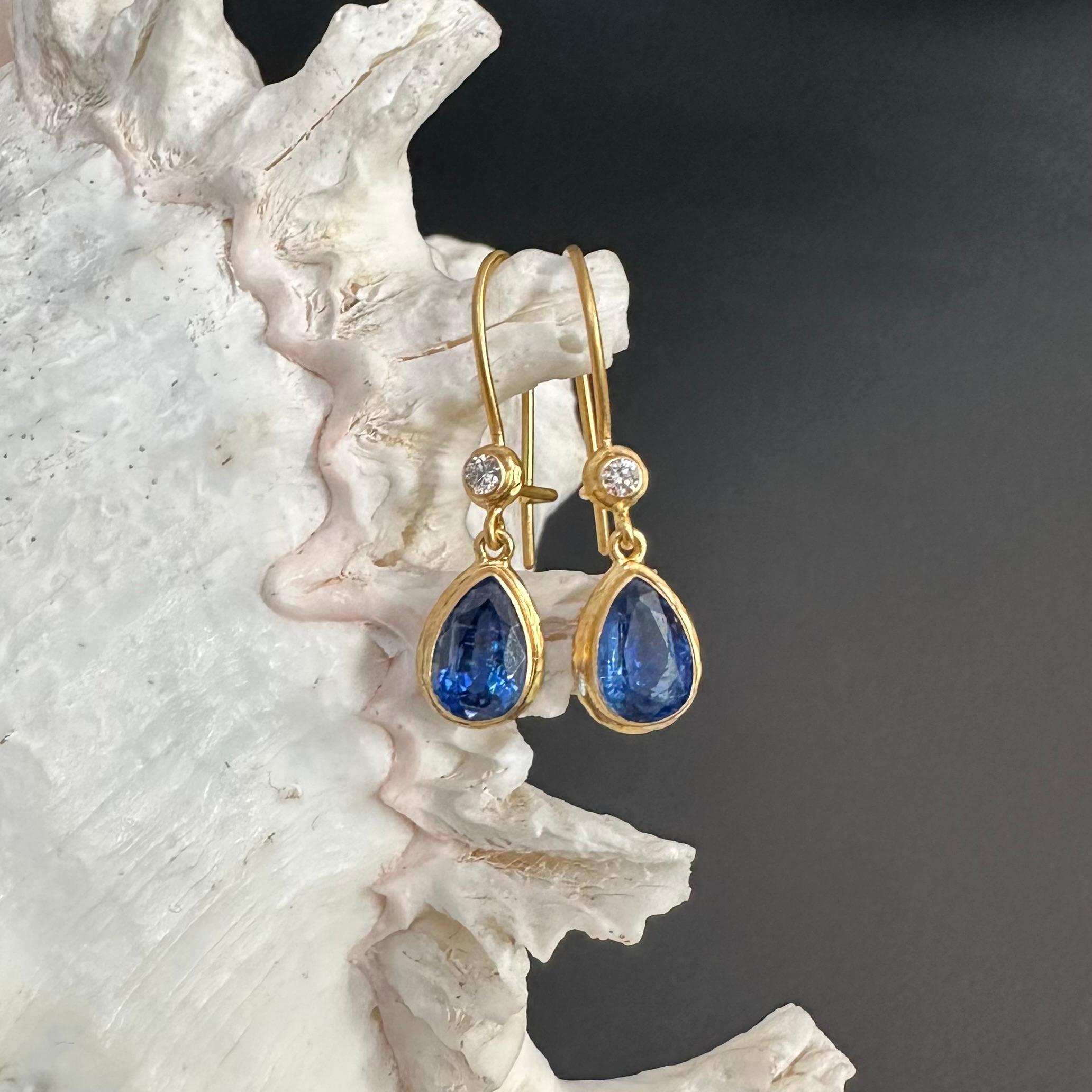Steven Battelle 3.5 Carats Kyanite Diamond 18K Gold Wire Earrings For Sale 6