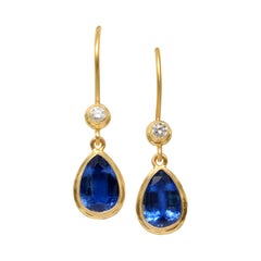 Steven Battelle 3,5 Karat Kyanit Diamant 18K Gold Draht Ohrringe