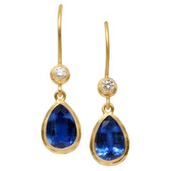 Steven Battelle 3,5 Karat Kyanit Diamant 18K Gold Draht Ohrringe